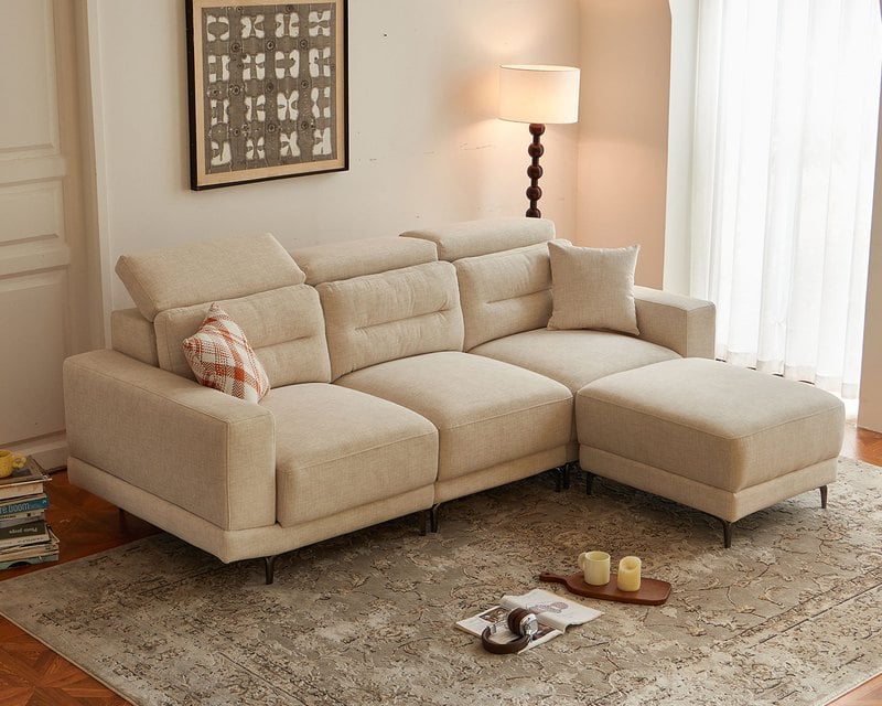 日耳曼L型貓抓布沙發｜滑軌式坐墊 × 耐磨防潑水 × 可調頭靠枕 – 擇木深耕