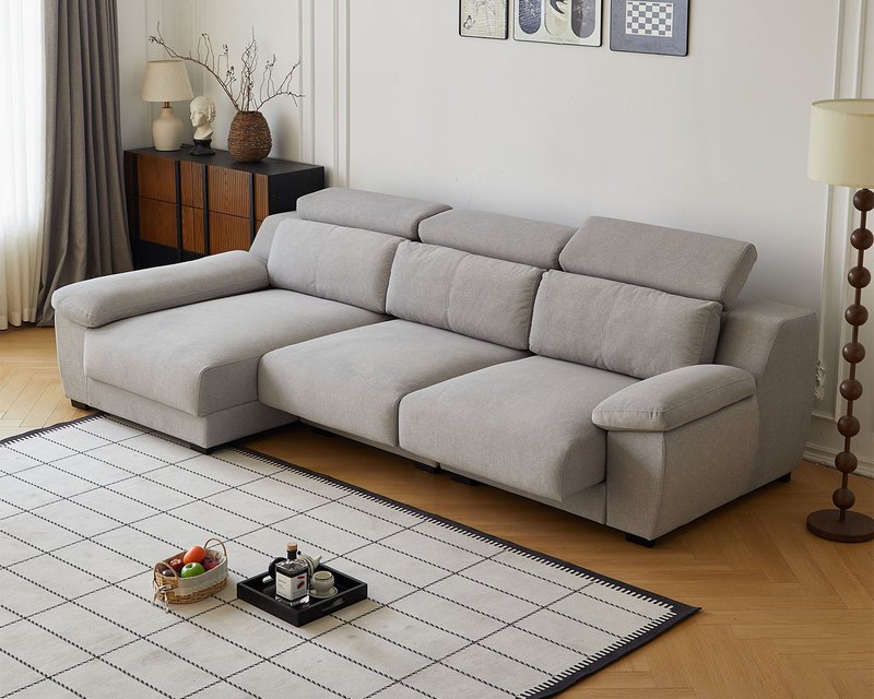 佐伊L型貓抓布沙發｜滑軌坐墊 × 可調頭枕 × 耐磨防潑水 × 左右型–擇木深耕