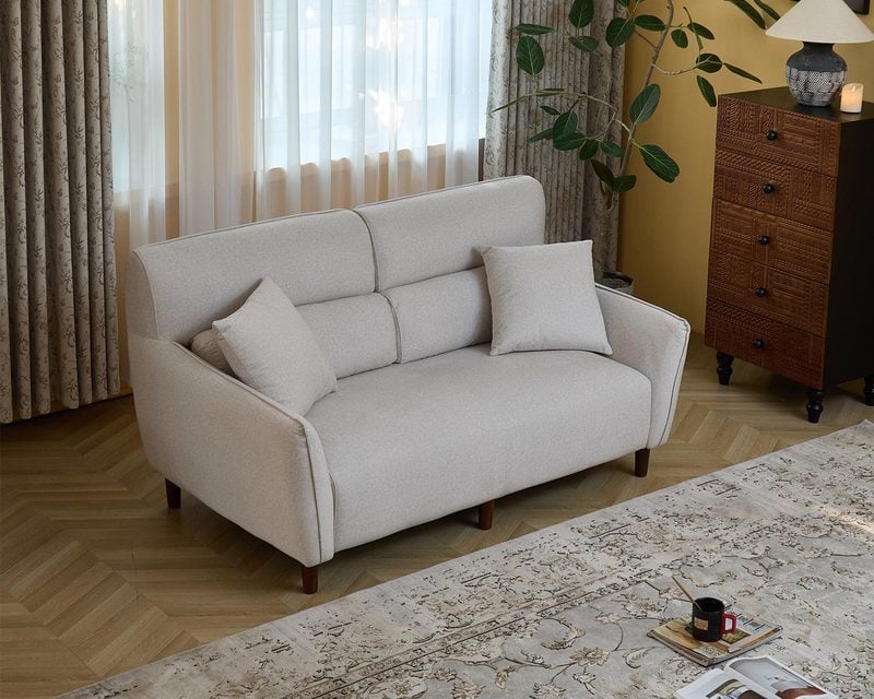 萊安 雙人座布沙發｜耐磨棉絨布 × 獨立筒坐墊 × 小宅平價首選 – 方願系列