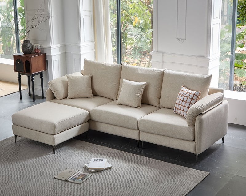 凡妮莎 L 型布沙發｜耐磨棉絨布 × 可拆洗布套 × 平價小宅首選 – 方願系列