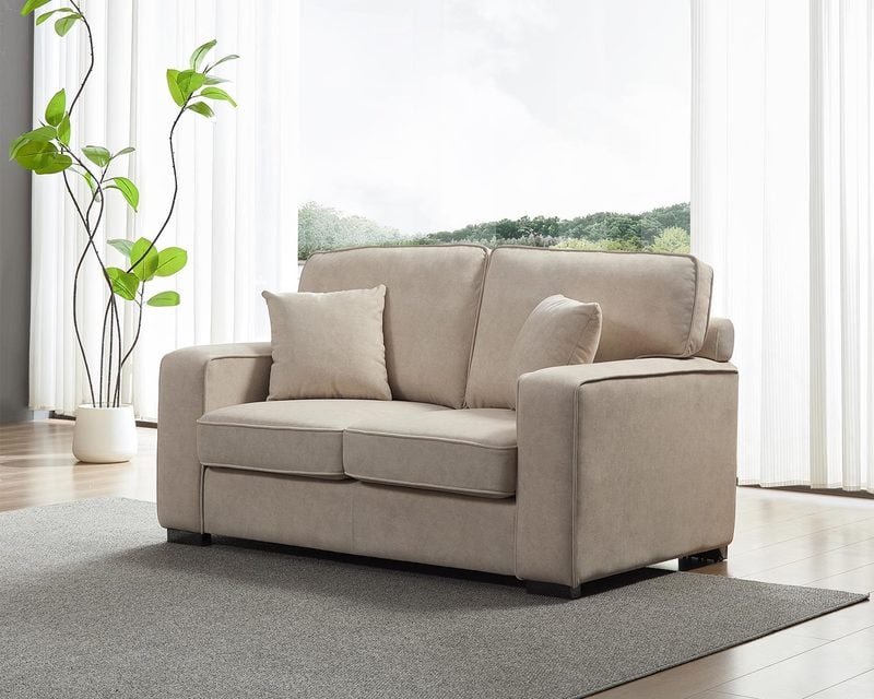 索米爾雙人座貓抓布沙發（淺米咖）｜擇木深耕