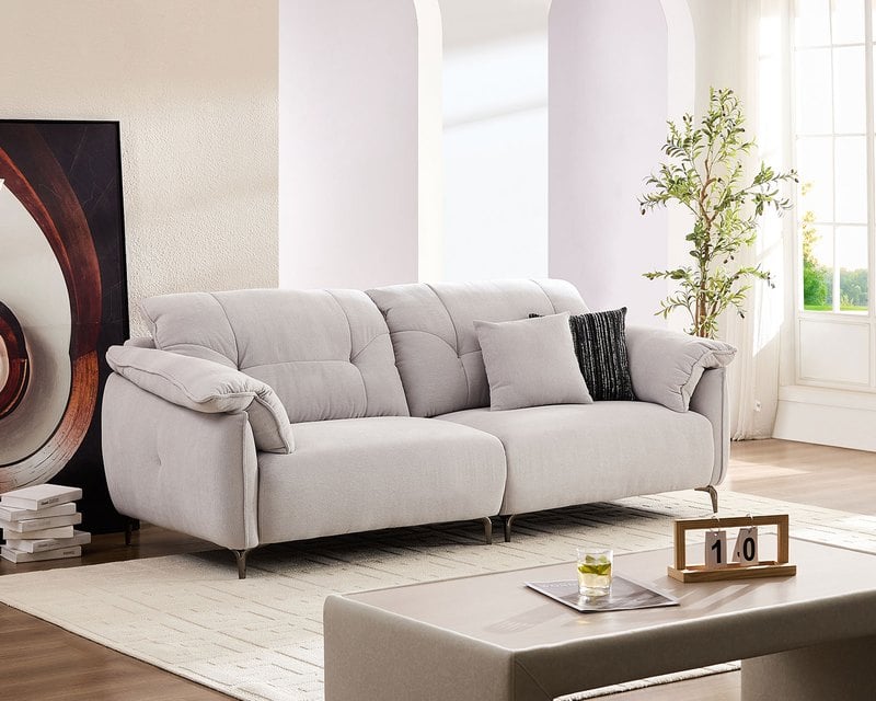 蜜拉 一字型布沙發｜北歐雪花絨布 × 防潑水耐磨