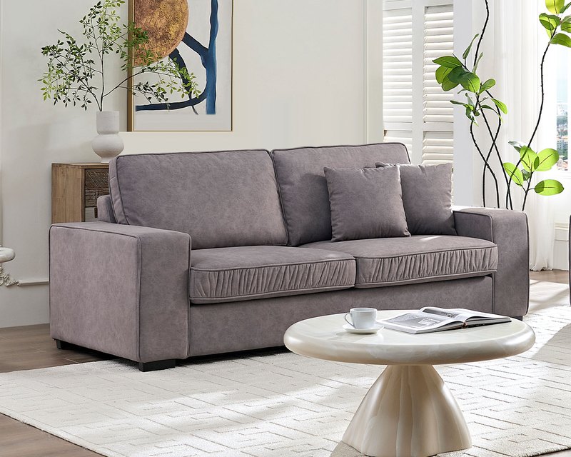 奧利 三人座布沙發（三色）｜超細纖維科技布 × 寬大座椅 × 現代簡約風 – 方願系列