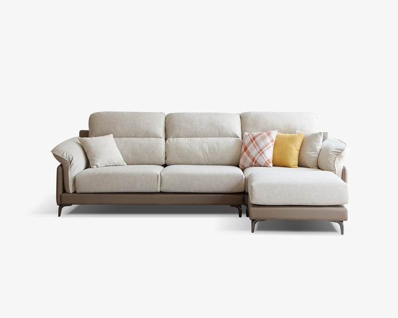 瑞拉L型貓抓布沙發｜雙材質搭配 × 可拆洗布套 × 左右移動腳椅 – 擇木深耕