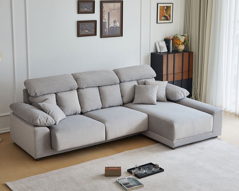 莫爾L型貓抓布沙發｜耐磨防潑水 × 滑軌式坐墊 × 左右型可選–擇木深耕