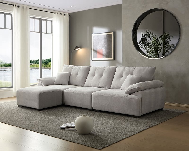 雪菲爾L型布沙發｜耐磨防潑水 × 可拆洗布套 × 兩段式背靠 – 擇木深耕