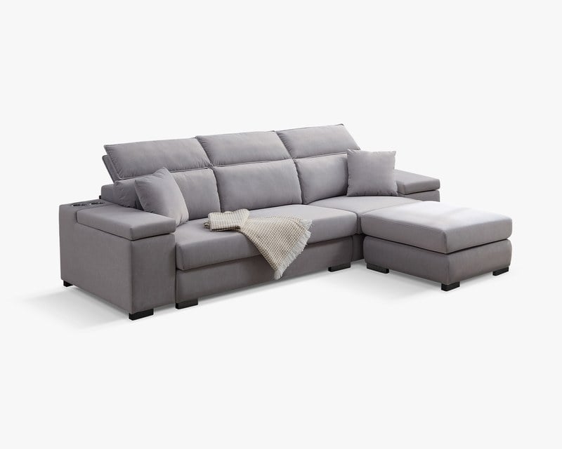 貝特默L型貓抓布沙發(二款)｜可調式頭靠 × 兩款機能扶手 × 耐磨防潑水–擇木深耕