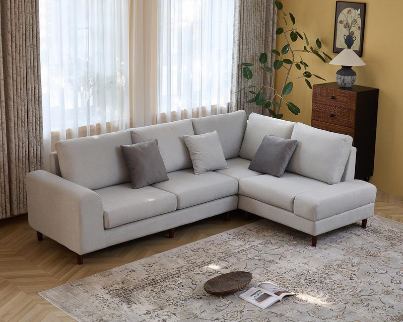 奈莉 L 型布沙發｜耐磨棉絨布 × 獨立筒＋高回彈坐墊 × 平價設計感首選 – 方願系列