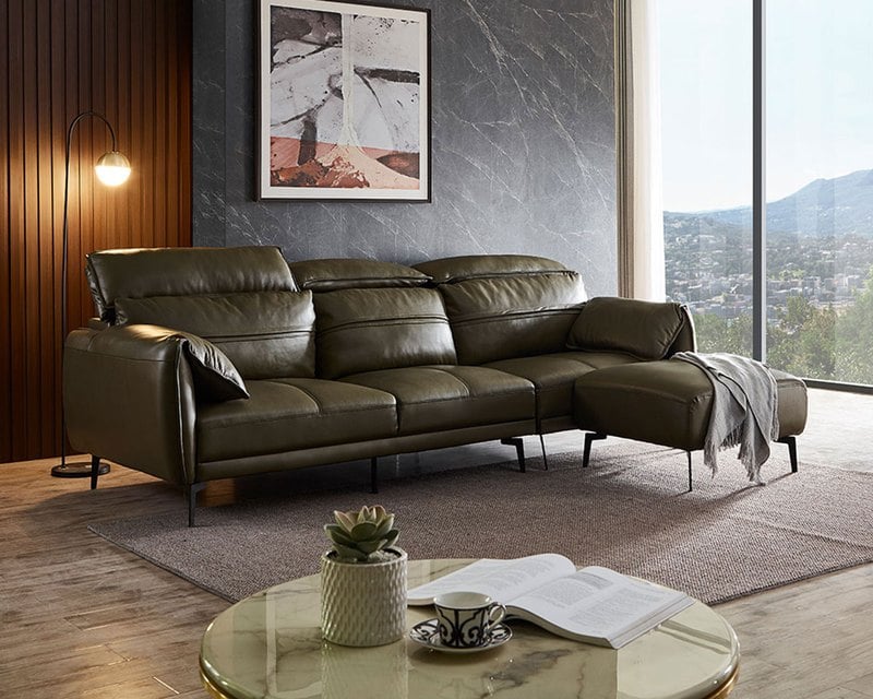 擇木深耕-普利亞L型真皮沙發