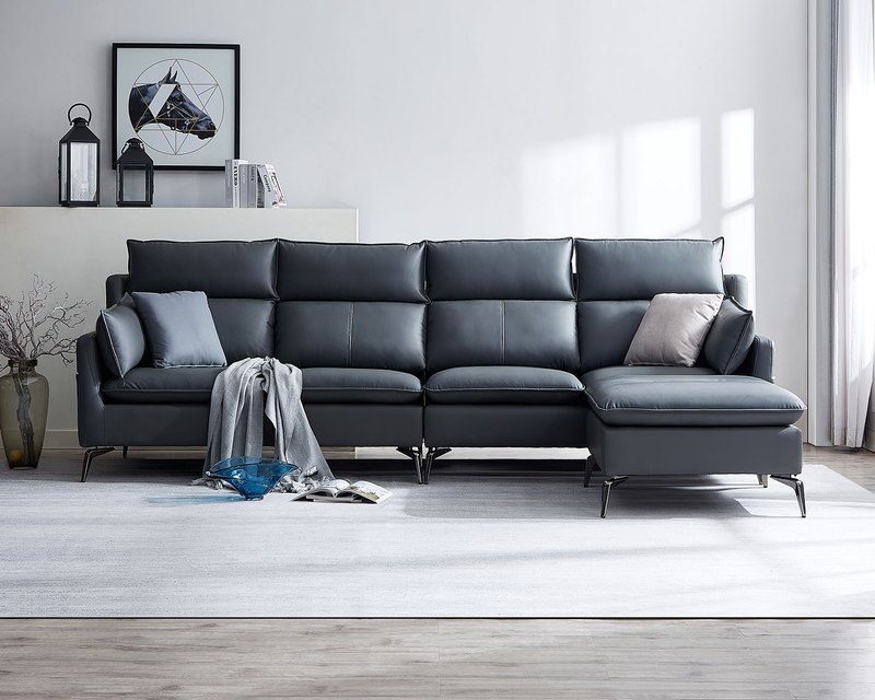 現場展示品出清-擇木深耕-英倫時尚L型皮沙發