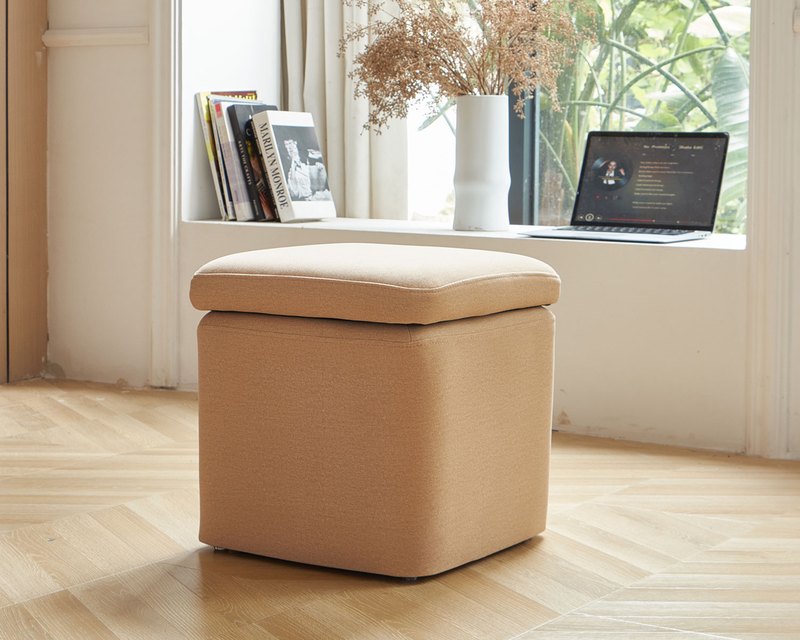 擇木深耕-嚕咪。方型收納貓抓布椅凳(四色)