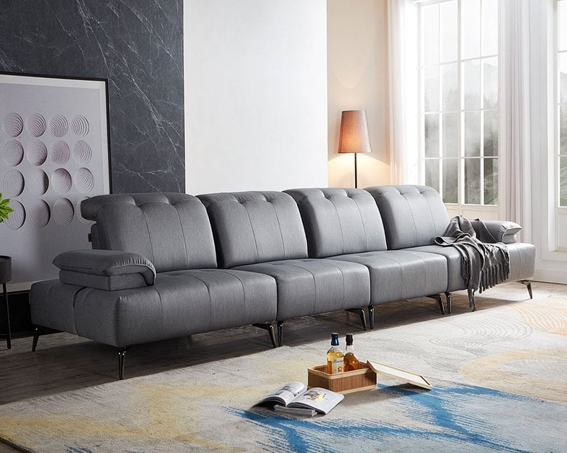 現場展示品出清-擇木深耕-莫奈涼感布機能沙發組-獨立筒版 L型 四人