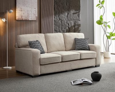 索米爾三人座貓抓布沙發（淺米咖）｜擇木深耕