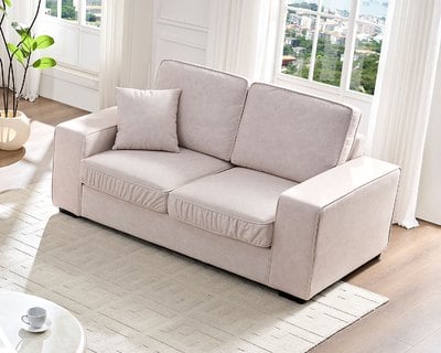 奧利 雙人座布沙發（三色）｜超細纖維科技布 × 寬大座椅設計 × 百搭極簡首選 – 方願系列