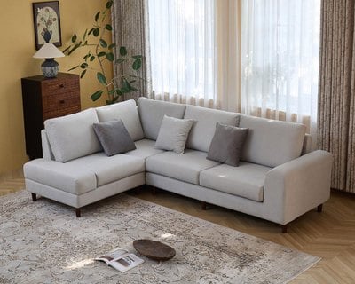 奈莉 L 型布沙發｜耐磨棉絨布 × 獨立筒＋高回彈坐墊 × 平價設計感首選 – 方願系列