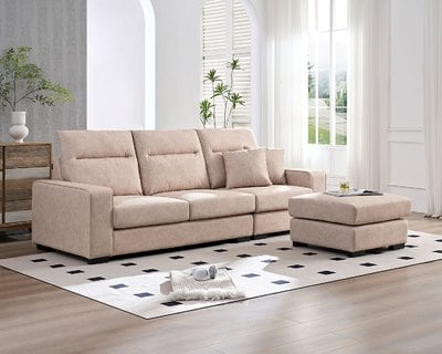 洛塔 L 型布沙發（三色）｜超細纖維科技布 × 高彈支撐坐墊 × 小宅舒適推薦 – 方願系列