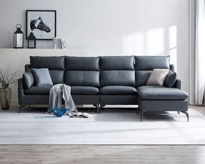 現場展示品出清-擇木深耕-英倫時尚L型皮沙發