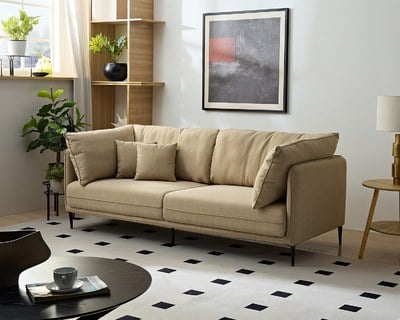 維納恩 三人座涼感布沙發｜清新機能涼感布 × 高密度彈力坐墊 × 金屬高腳設計 – 擇木深耕系列