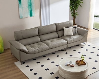 拉斐爾 一字型真皮沙發｜歐洲頭層牛皮 × 羽絨＋高密度彈力坐墊 × 十年骨架保固 – 擇木深耕系列