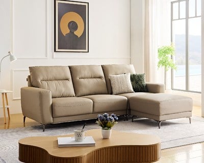 〔馬里歐 L 型貓抓皮沙發〕｜比利時貓抓皮 × 移動式腳椅 × 防潑水耐刮 – 擇木深耕