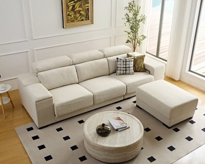 莫里尼 L 型貓抓布沙發｜舒柔貓抓布 × 可調頭靠 × 十年骨架保固 – 擇木深耕系列