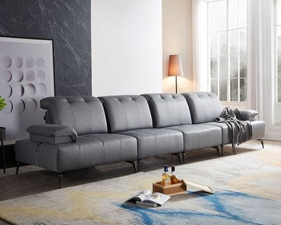 現場展示品出清-擇木深耕-莫奈涼感布機能沙發組-獨立筒版 L型 四人