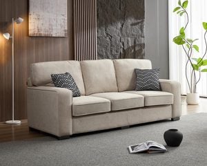 索米爾三人座貓抓布沙發（淺米咖）｜擇木深耕