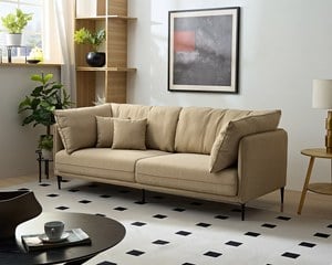 維納恩 三人座涼感布沙發｜清新機能涼感布 × 高密度彈力坐墊 × 金屬高腳設計 – 擇木深耕系列