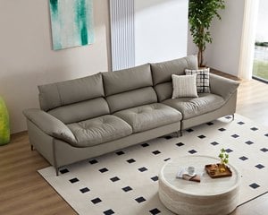 拉斐爾 一字型真皮沙發｜歐洲頭層牛皮 × 羽絨＋高密度彈力坐墊 × 十年骨架保固 – 擇木深耕系列