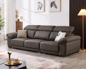 巴比倫 一字型真皮沙發｜歐洲進口頭層牛皮 × 可調式頭靠 × 十年骨架保固 – 擇木深耕系列