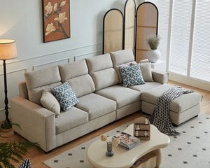 〔莉蒂亞 L 型絨布沙發〕｜親膚柔軟 × 獨立筒坐墊 × 移動腳椅 – 方願