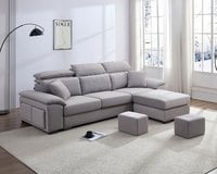 貝特默L型貓抓布沙發(二款)｜可調式頭靠 × 兩款機能扶手 × 耐磨防潑水–擇木深耕