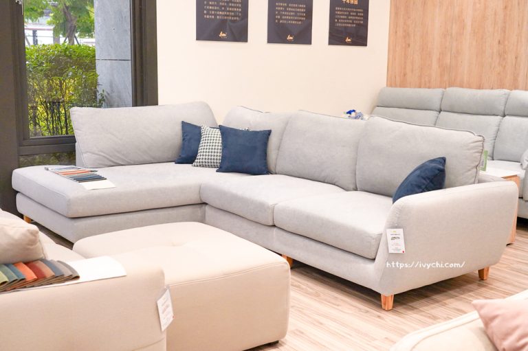 北歐微光L型貓抓布沙發全景
