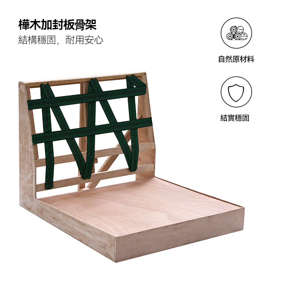 骨架使用樺木+封板，自然原材料，結構穩定，支撐力佳