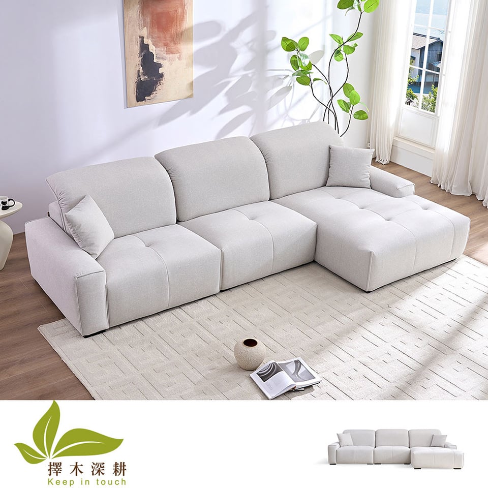 波比貓抓布組合沙發｜米灰色 實景展示