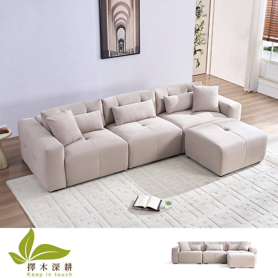 擇木深耕 達芙妮 L 型貓抓布沙發 防潑水耐磨 模組設計