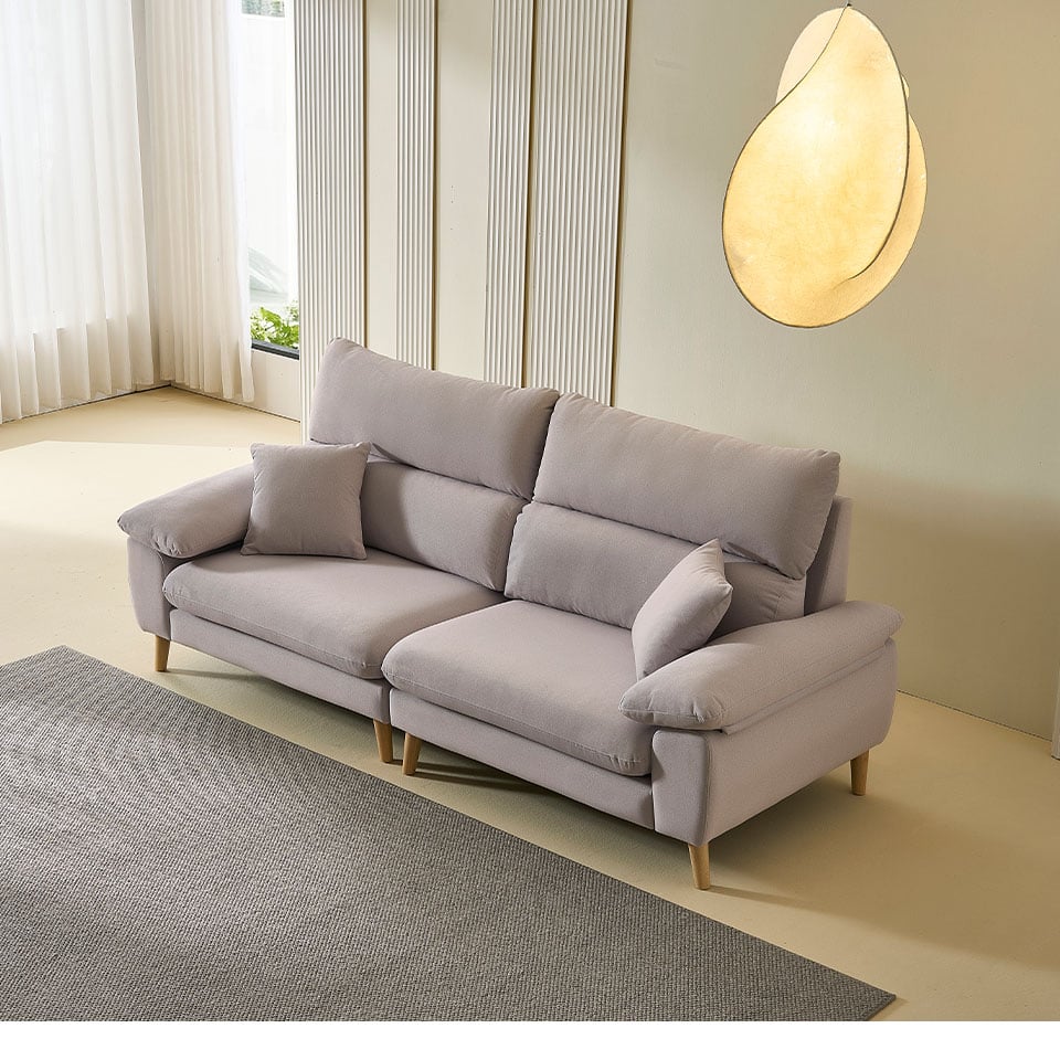 安卡一字型貓抓布沙發側面展示