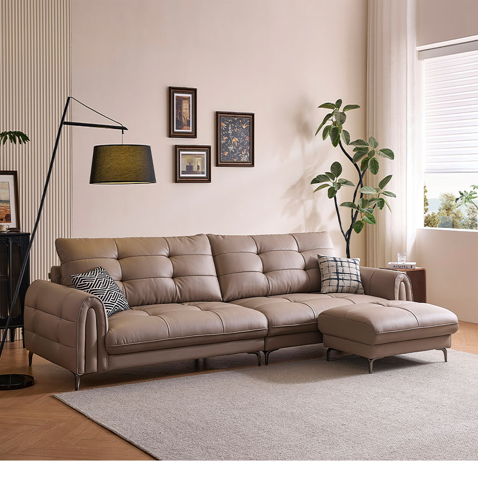 聖塔倫L型皮沙發｜側面角度展示