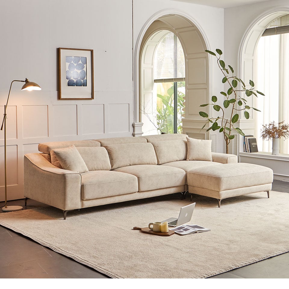 卡芮兒L型貓抓布沙發|側面角度展示