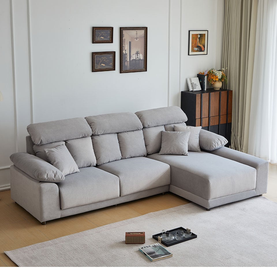 莫爾L型貓抓布沙發|右型側面角度 客聽實景