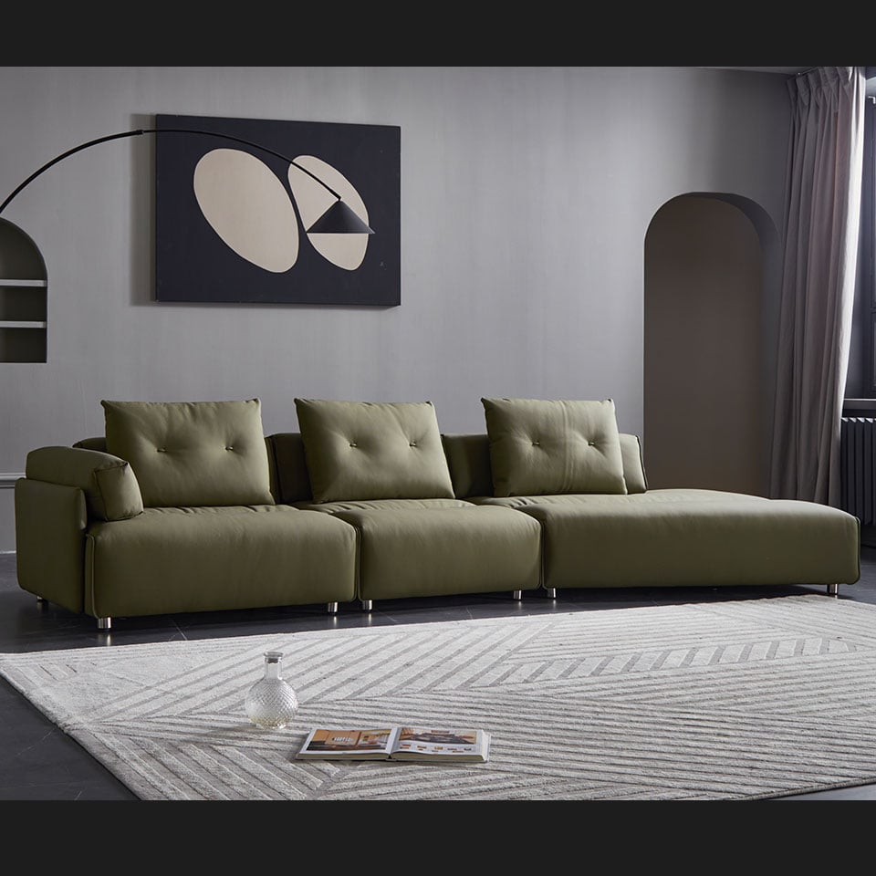 萊斯利L型真皮沙發，高質感，帶您體驗頂級牛皮沙發之美
