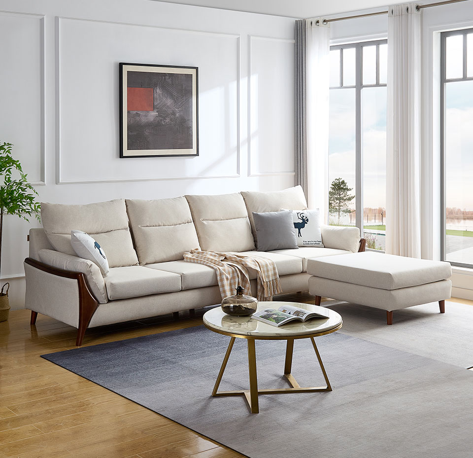 高品質、耐用的L型貓抓布沙發，簡約而時尚的北歐風格設計，為你的家居生活增添美感和舒適度
