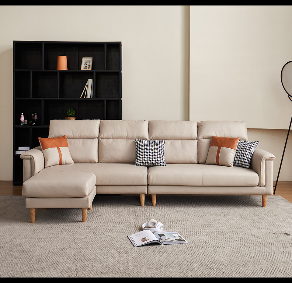 科技布沙發耐髒汙、色澤美觀，並提供了良好支撐與舒適坐感