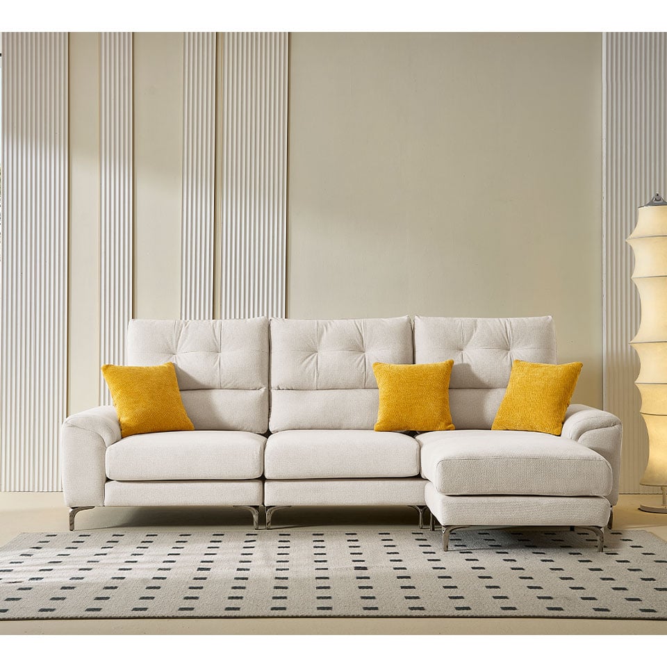 貝兒娜L型貓抓布沙發正面展示