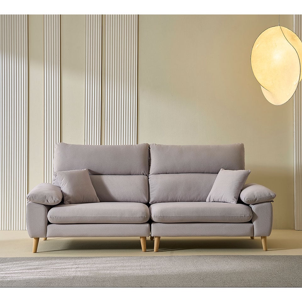 安卡一字型貓抓布沙發正面展示