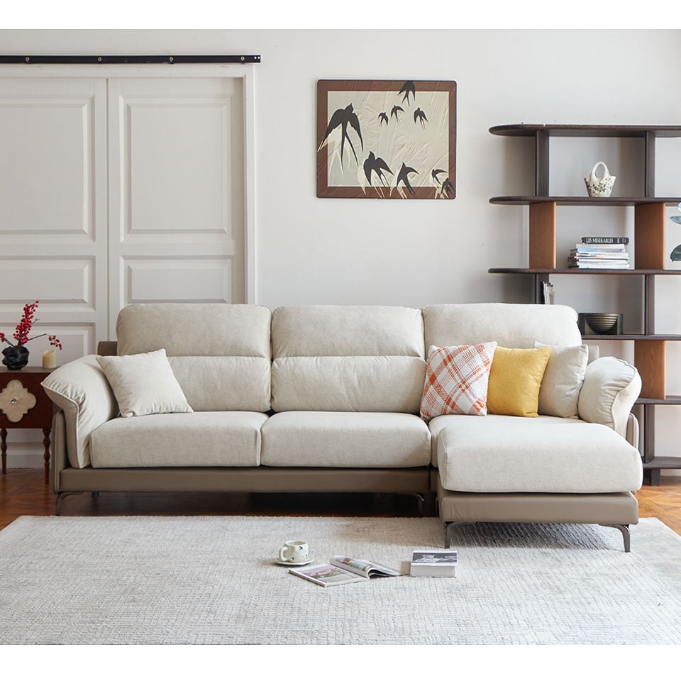 瑞拉L型貓抓布沙發|正面角度展示 舒適與美感兼具