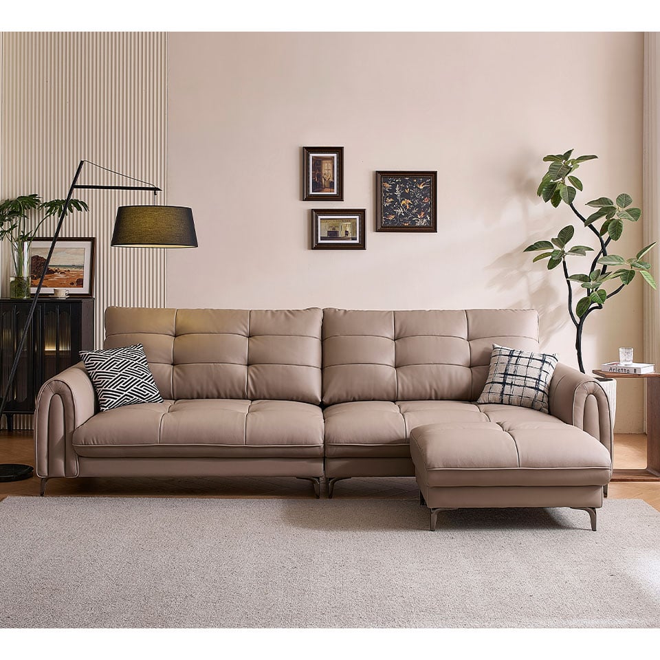聖塔倫L型皮沙發｜正面角度展示