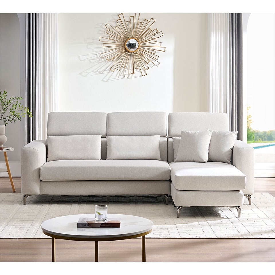 維洛納L型貓抓布沙發|正面角度展示