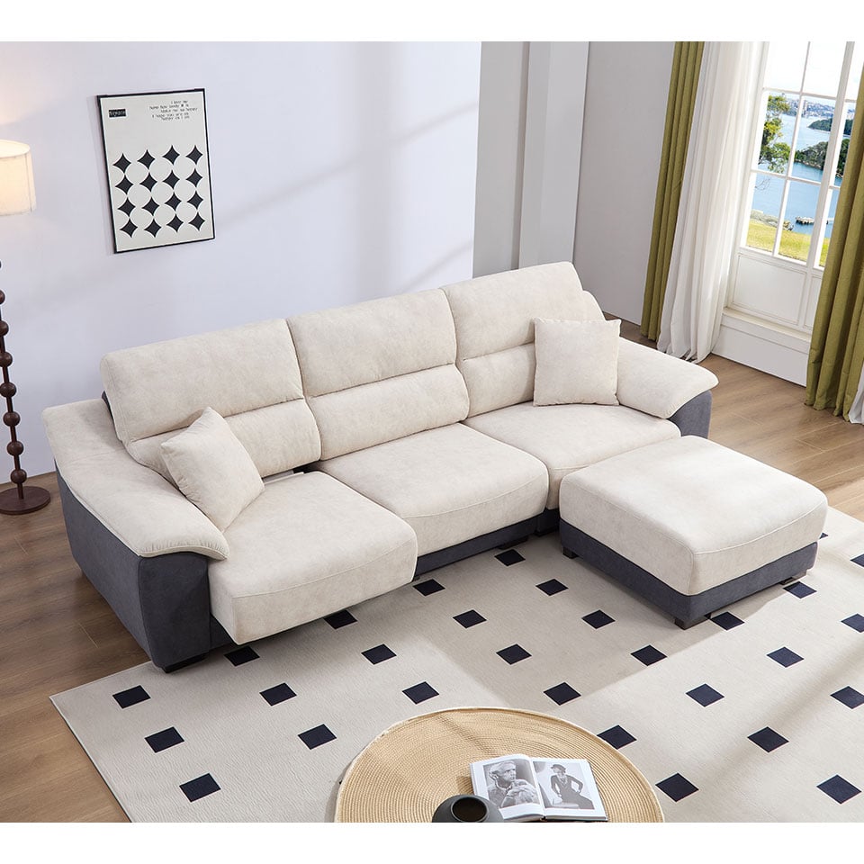 馬蒂尼L型貓抓布沙發|滑軌坐墊展示