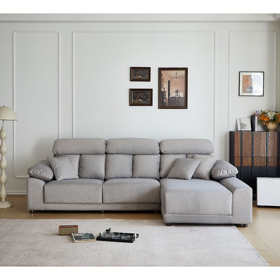 莫爾L型貓抓布沙發|右型正面角度展示